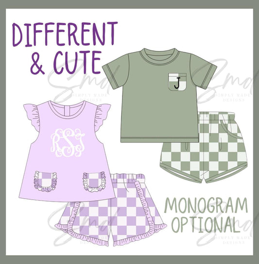 Different & cute checkered boys short set