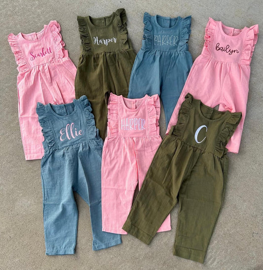 Blue ruffle jumpsuit - 12/18M