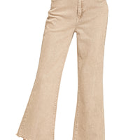 ACID WASHED HIGH WAIST PANTS- ash mocha