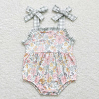 Green floral romper - 0/3M