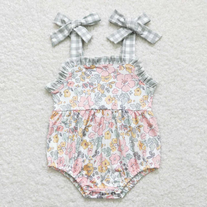 Green floral romper - 0/3M