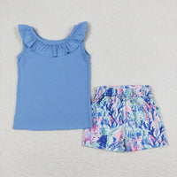 Blue florals short set