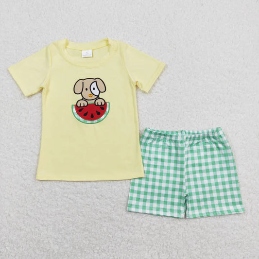 Watermelon dog boys short set