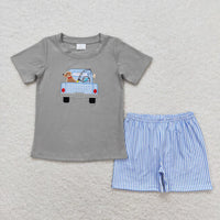 Boys truck fishing short set