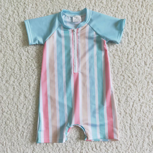 Boys striped swim romper