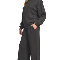 Black 2 pc long sleeve pant set