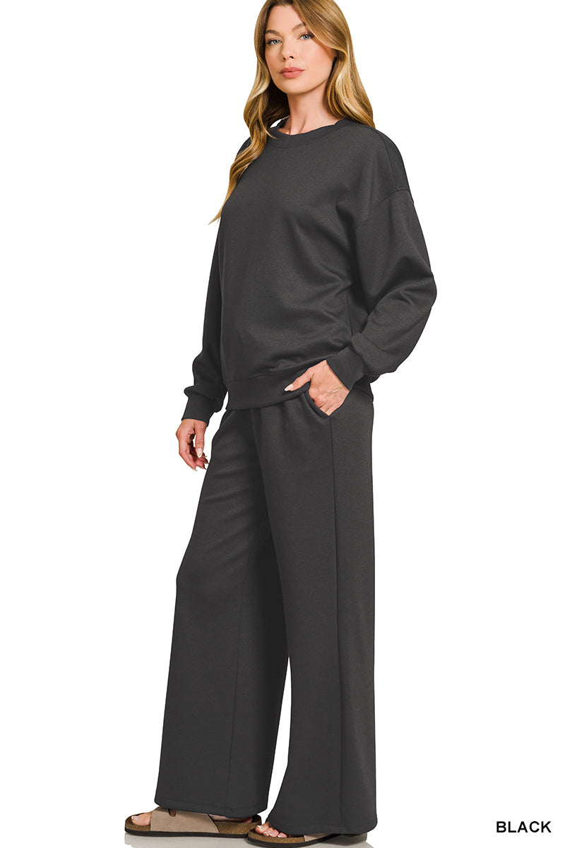 Black 2 pc long sleeve pant set