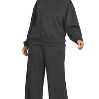 Curvy black 2pc long sleeve pant set