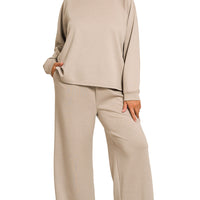 Curvy ash mocha 2pc long sleeve pant set