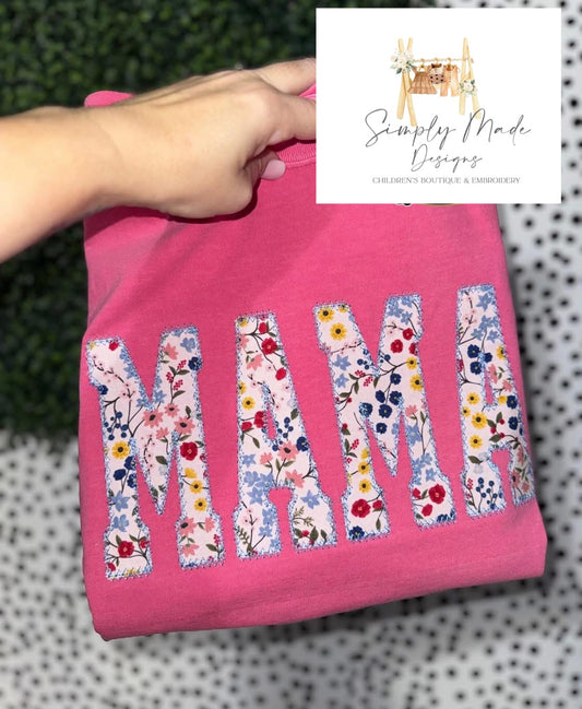 MAMA pink Applique tee