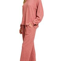 LONG SLEEVE TOP & PANTS 2PCS SET - winter rose