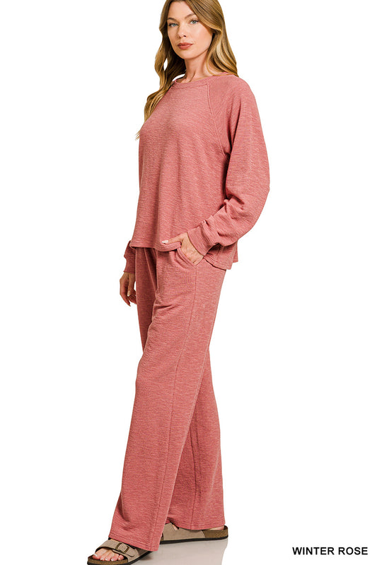LONG SLEEVE TOP & PANTS 2PCS SET - winter rose