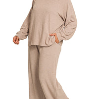 Plus long sleeve 2pc pant set- ash mocha