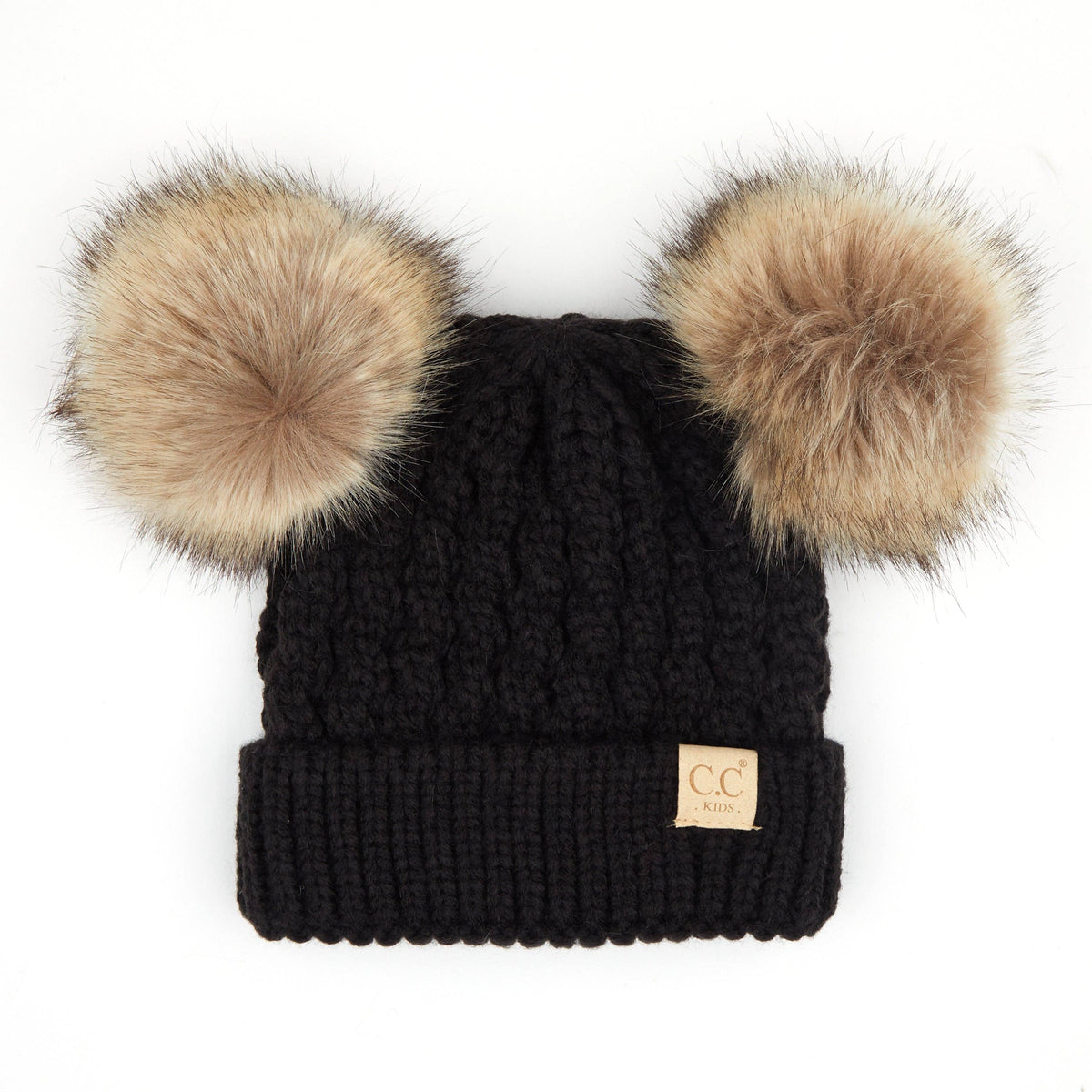 CC Kids Double Fur Pom Beanie