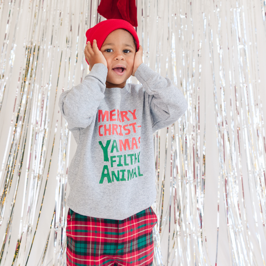Merry Christmas Ya Filthy Animal  Kids Pullover Sweatshirt