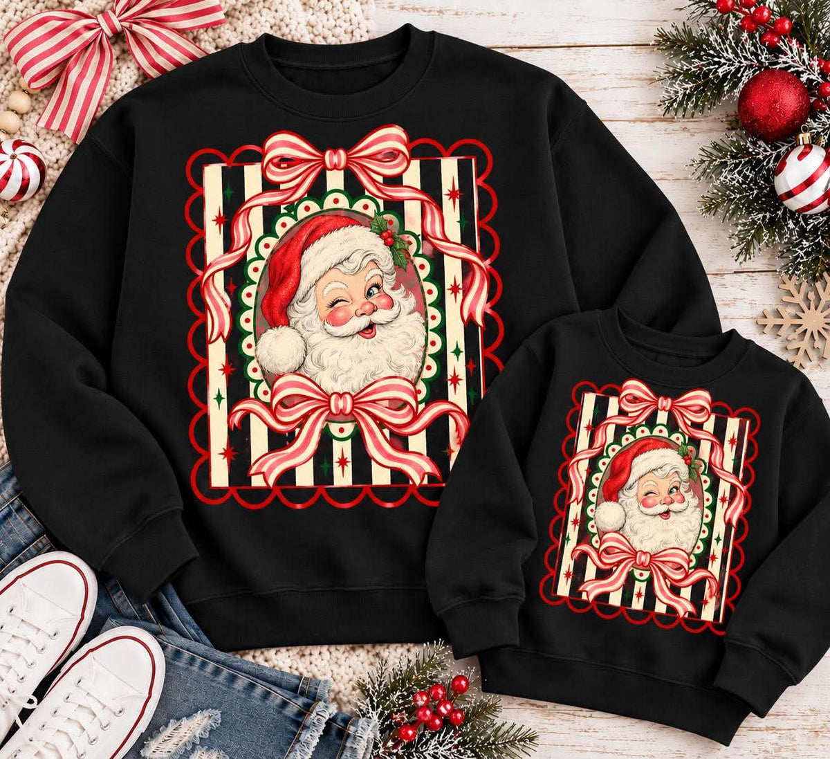 Kids Santa bow sweatshirt