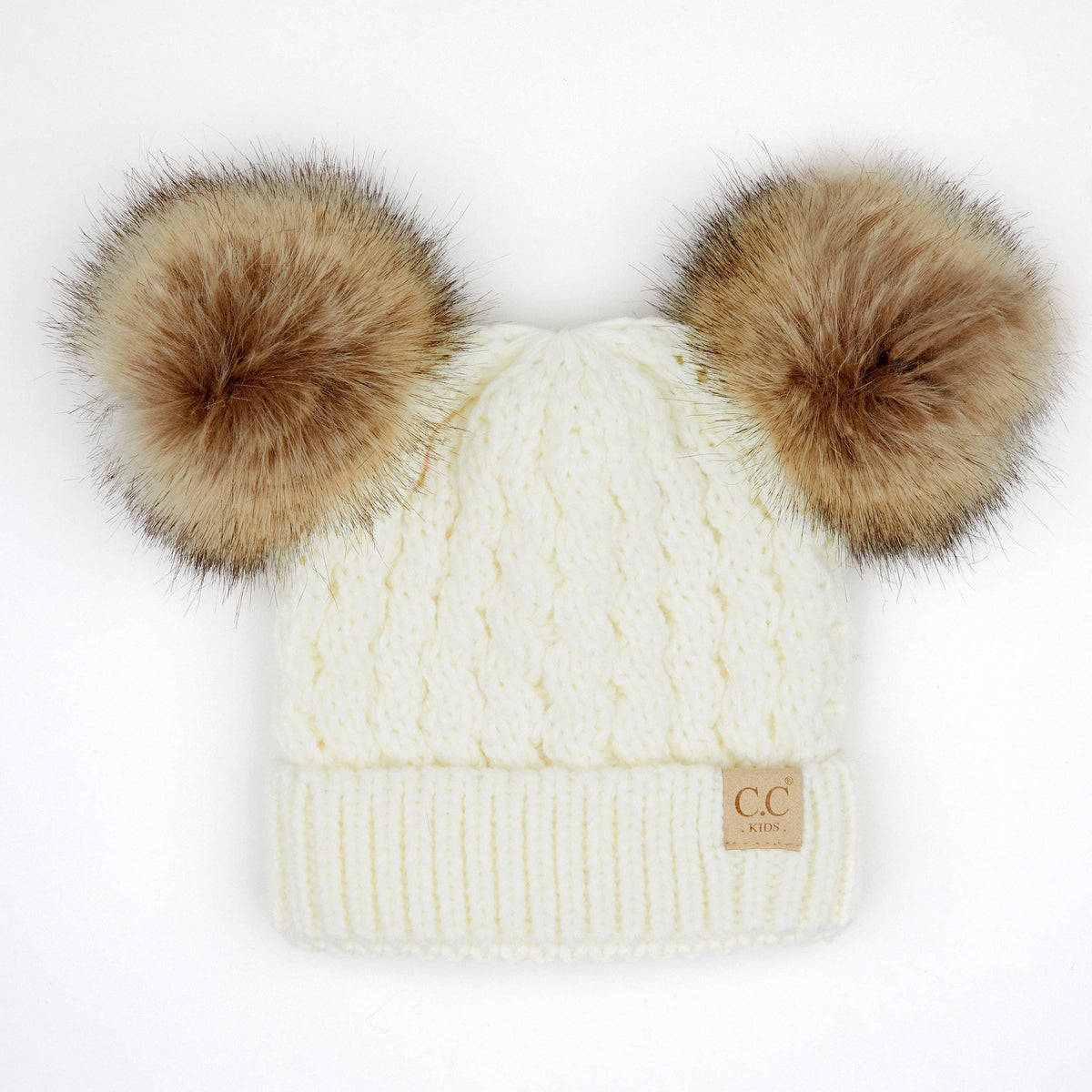 CC Kids Double Fur Pom Beanie