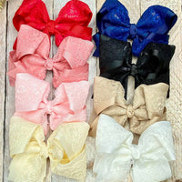 4.5" Chantilly Lace Classic Hair Bow | Clip or Headband