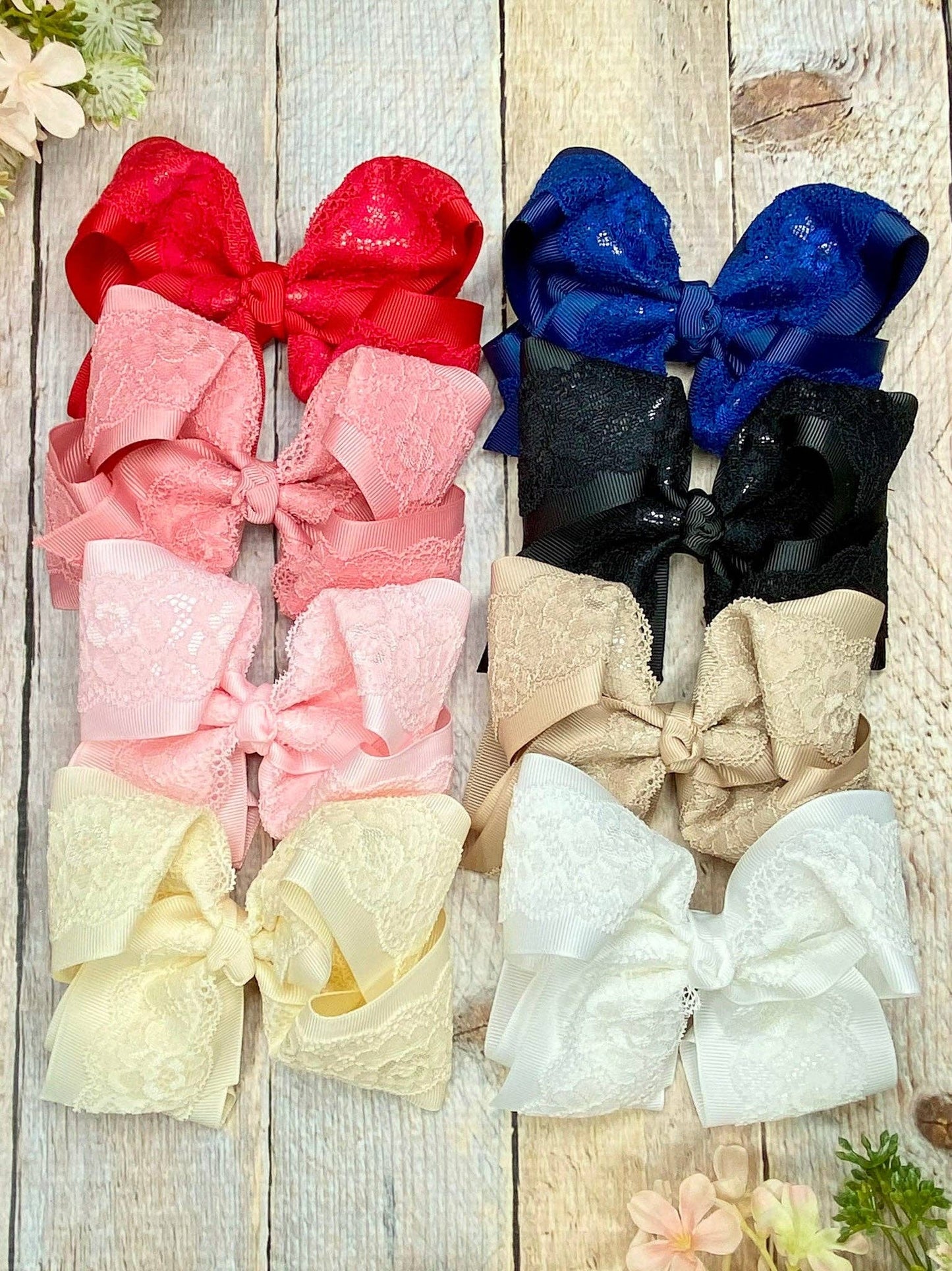 4.5" Chantilly Lace Classic Hair Bow | Clip or Headband
