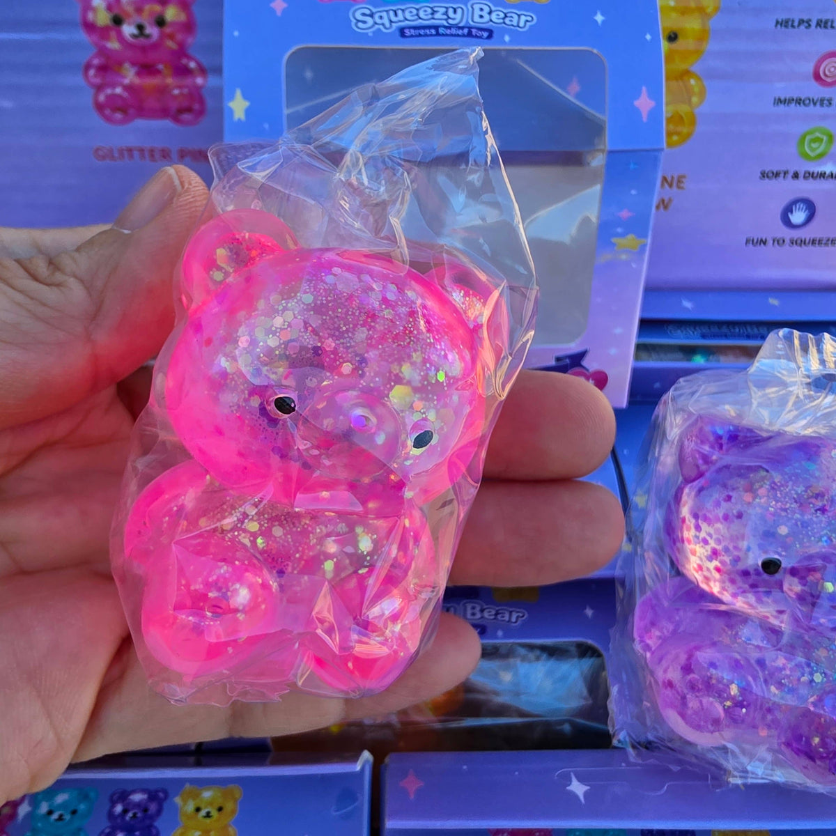 Glitter Bear Squishy Fidget Toy 2-Pack – Maltose, Assorted