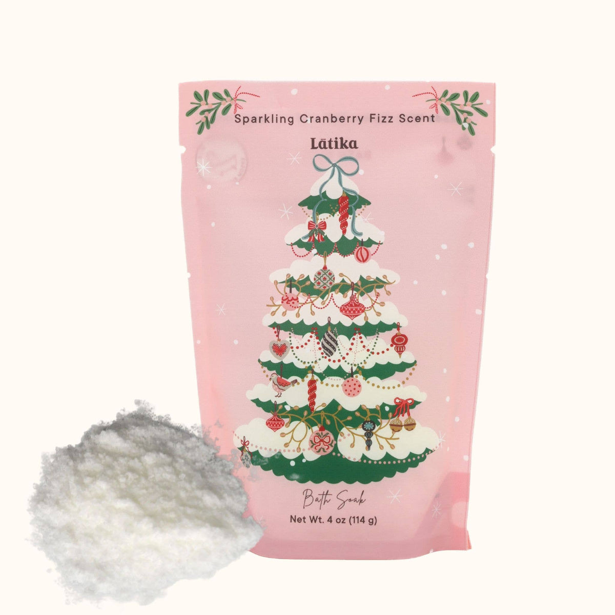 Pink Christmas Bath Salt - Stocking Stuffer - Christmas tree