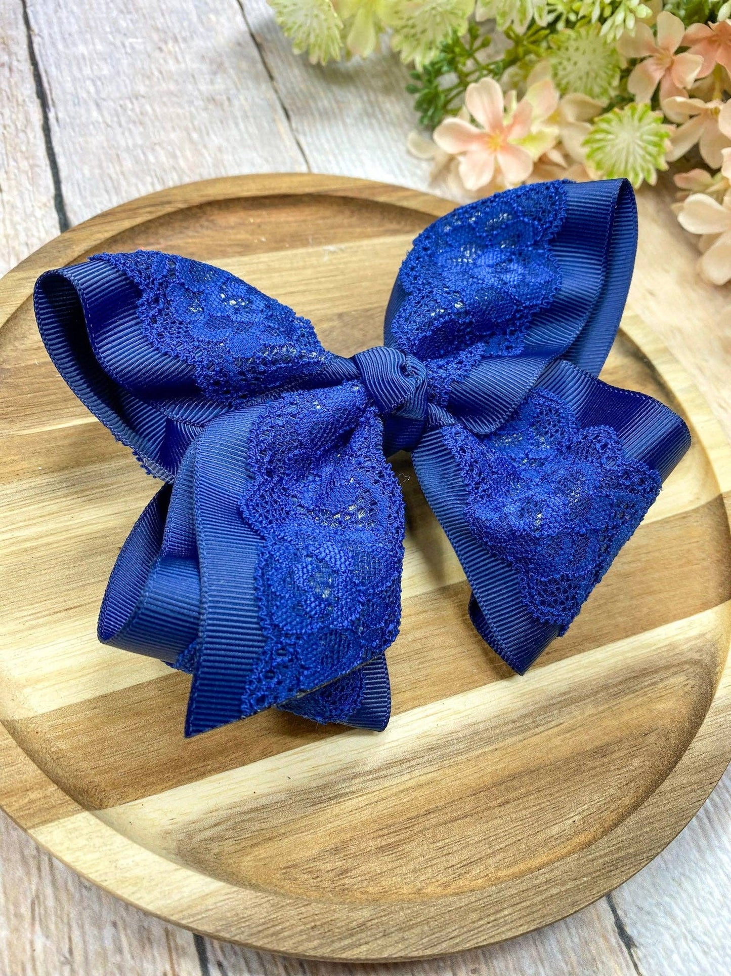 4.5" Chantilly Lace Classic Hair Bow | Clip or Headband