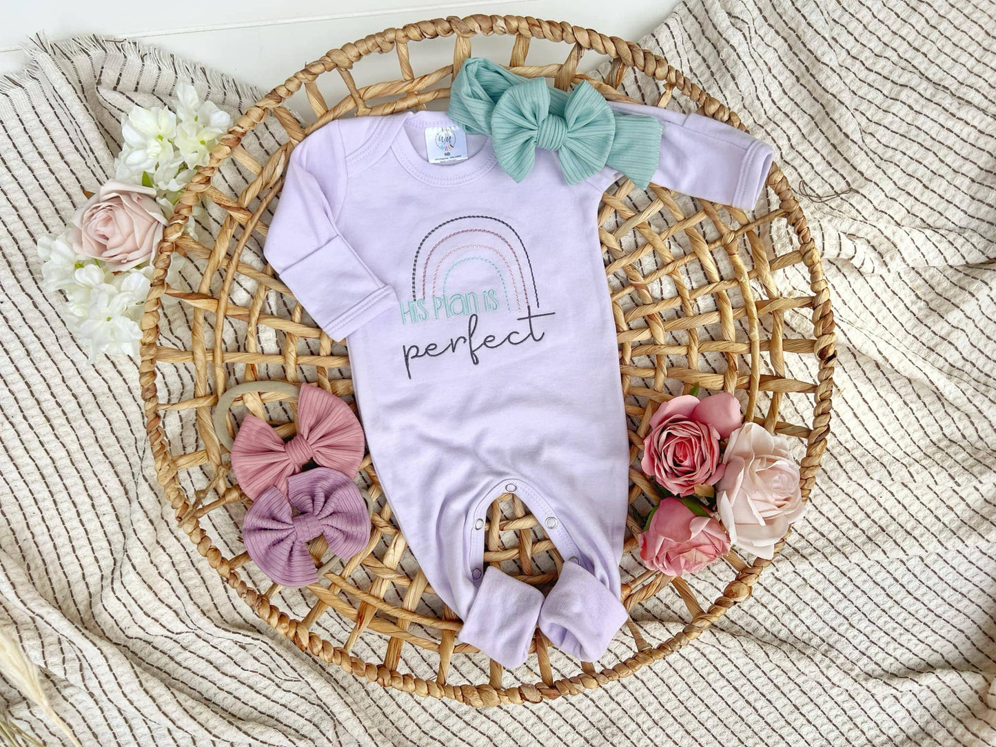 Baby Girl Romper | His Plans are Perfect Rainbow