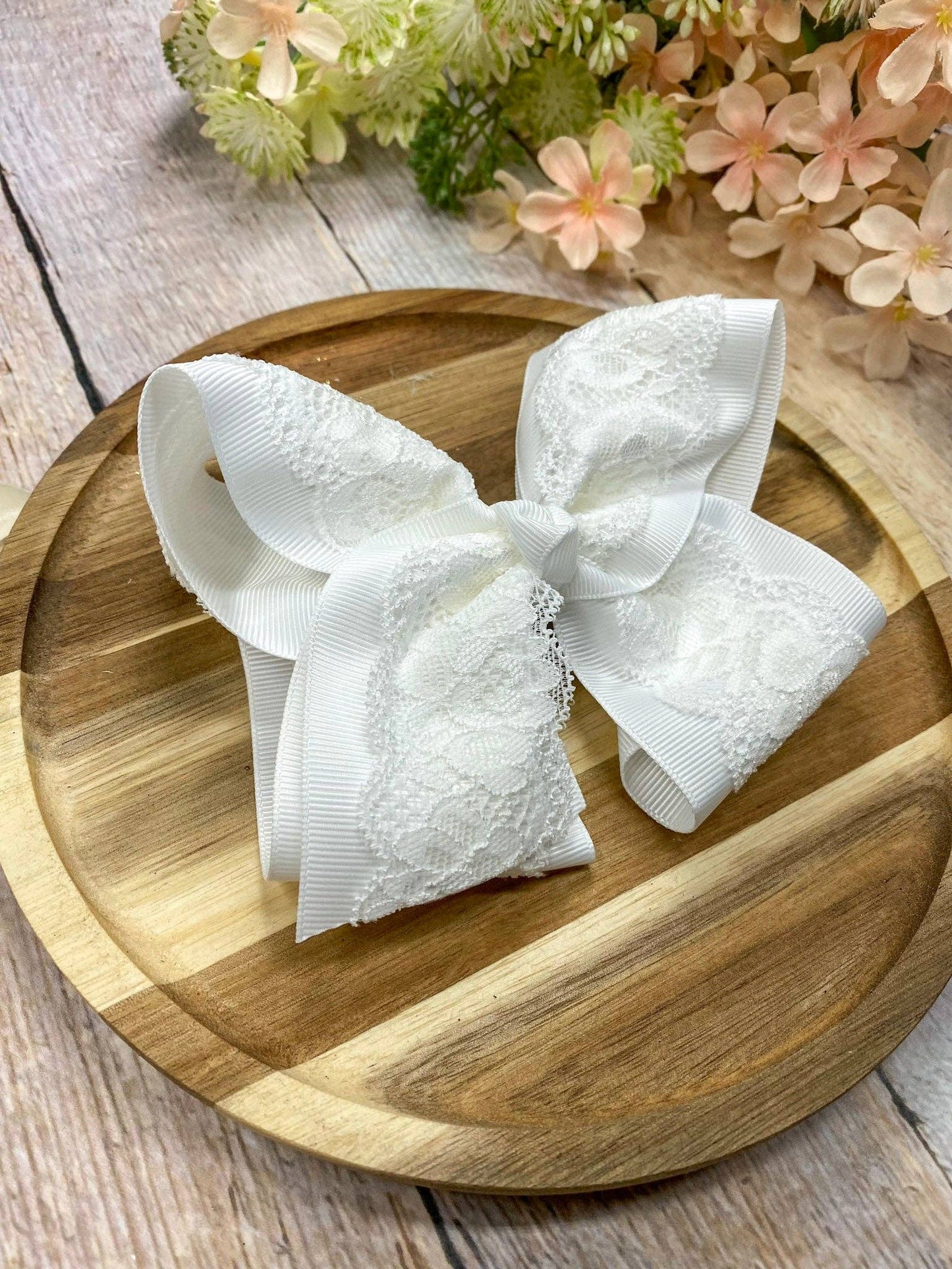 4.5" Chantilly Lace Classic Hair Bow | Clip or Headband