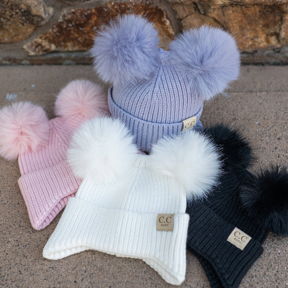 CC Toasty Warm Double Pom Baby Beanie